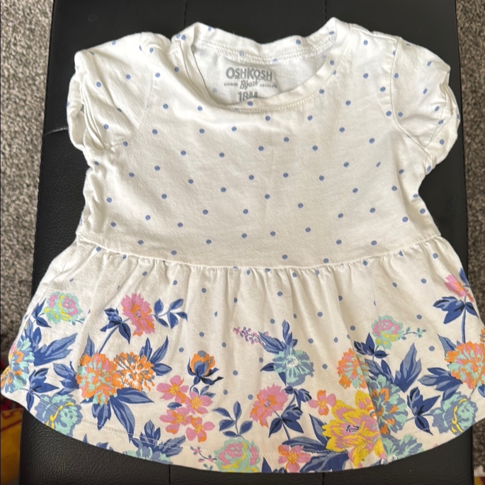 OshKosh B'gosh White and Blue Casual Dress with Peplum